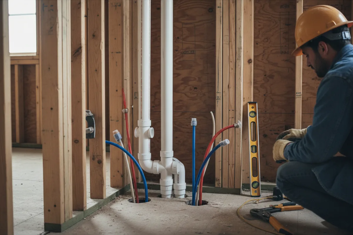 Drain and supply rough-in during Drain Cleaning in Carthage